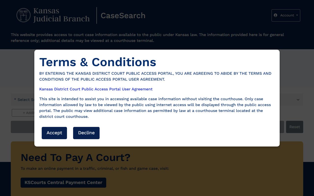Doniphan County court dockets Kansas CaseSearch portal
