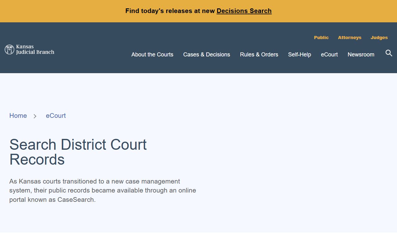 Doniphan County court dockets Kansas district court records access page