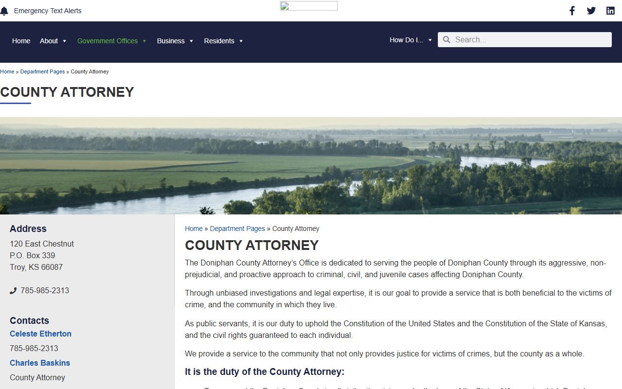 Doniphan County criminal court records County Attorney page
