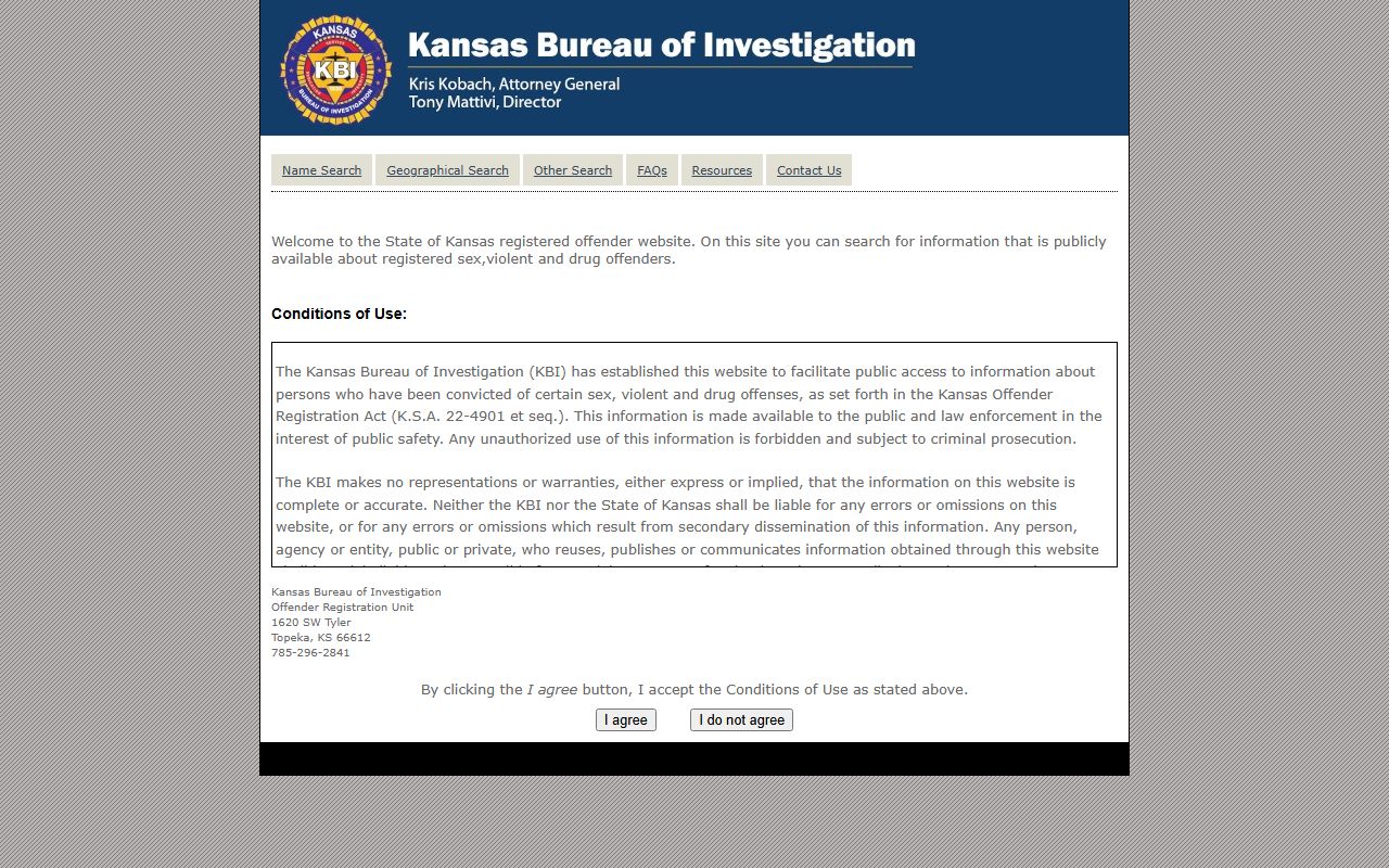 Doniphan County criminal court records KBI registered offender search