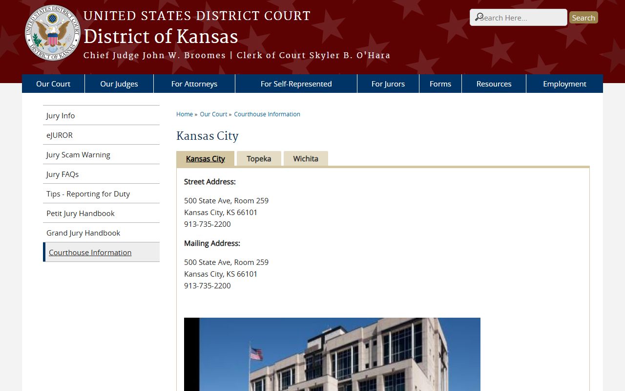 Doniphan County District Court records and District of Kansas federal courthouse distinction