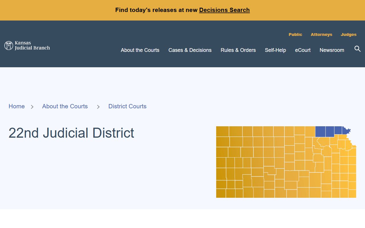 Doniphan County District Court 22nd Judicial District listing