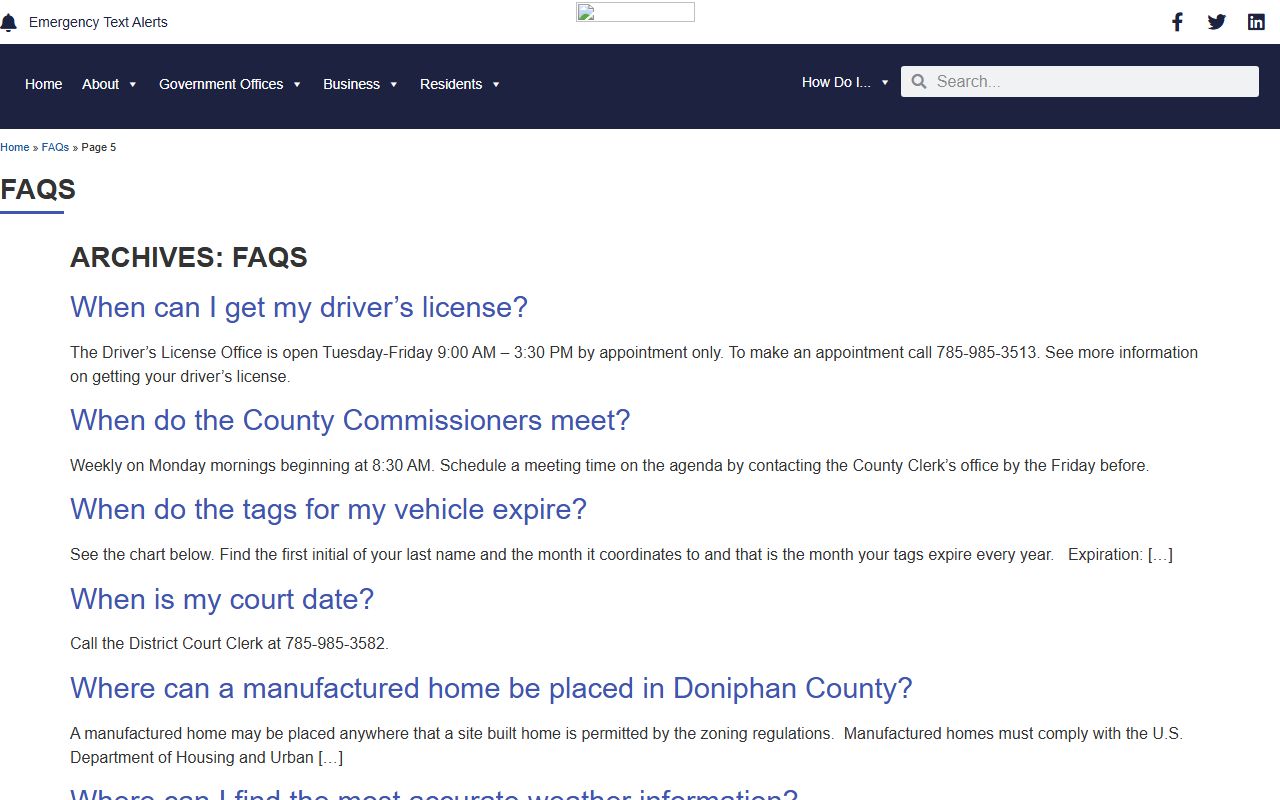 Doniphan County court records FAQ and payment reference
