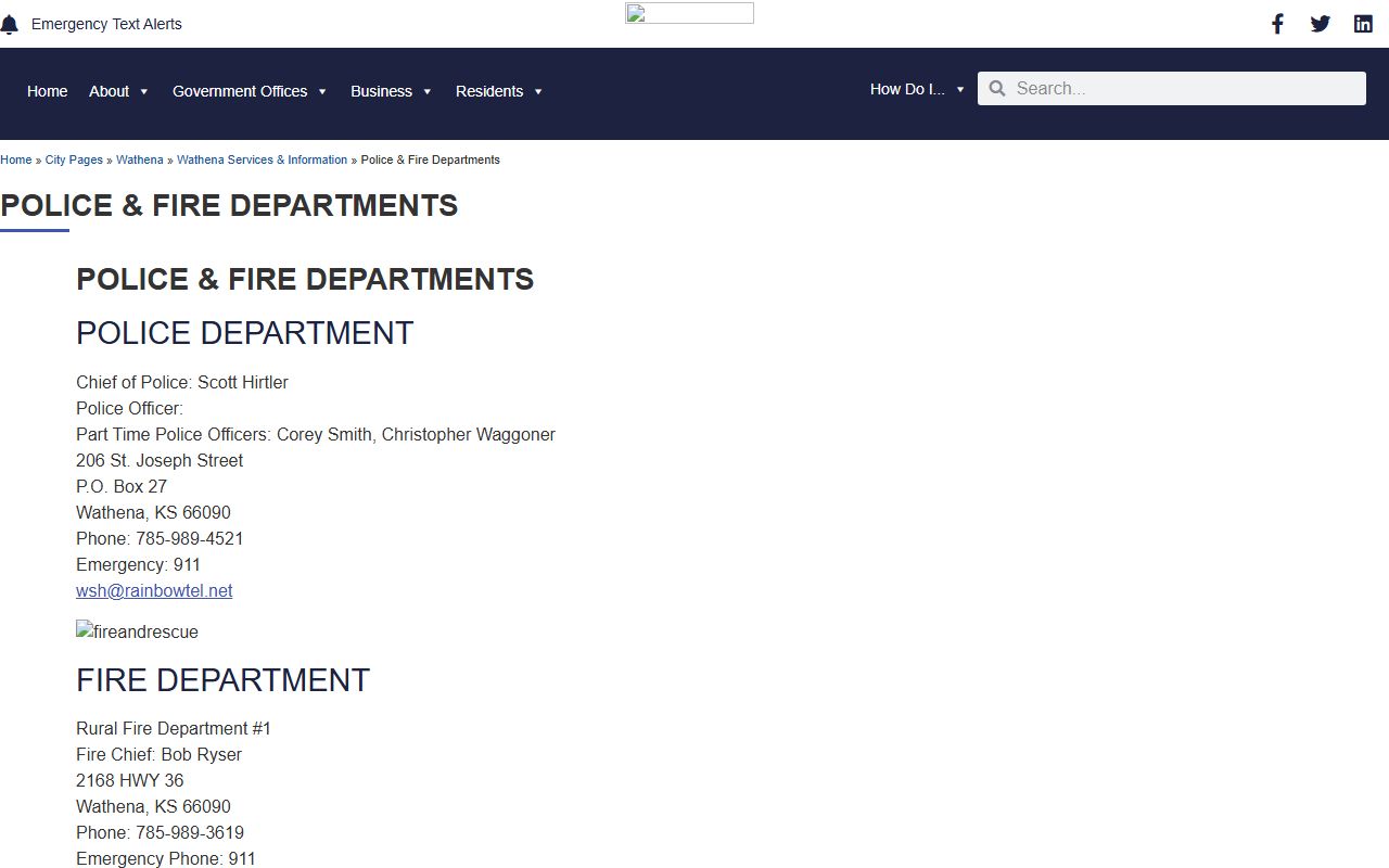 Doniphan County court records Wathena police contact