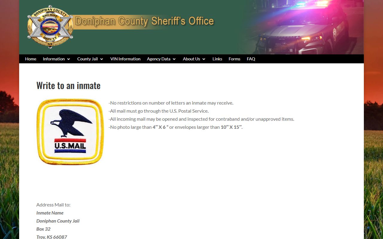 Doniphan County inmate records mail rules
