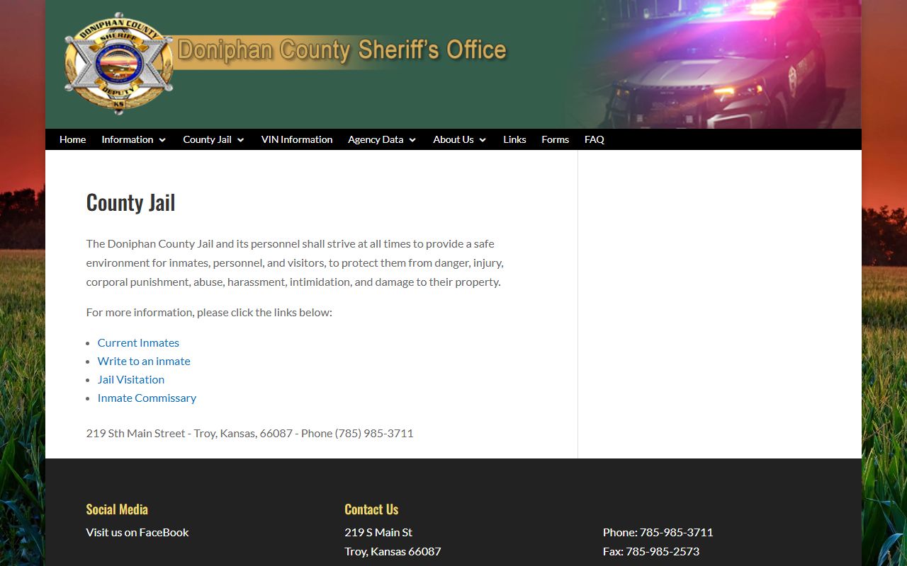 Doniphan County inmate records jail roster page
