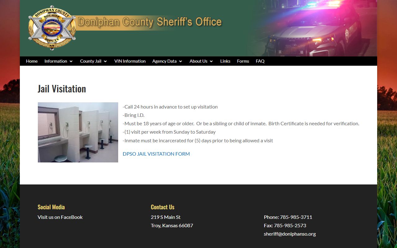Doniphan County inmate visitation rules