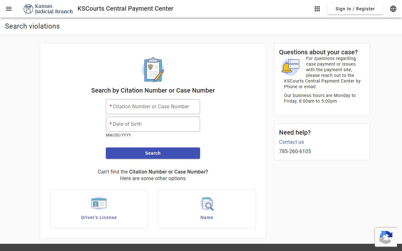 Doniphan County traffic court records Central Payment Center search