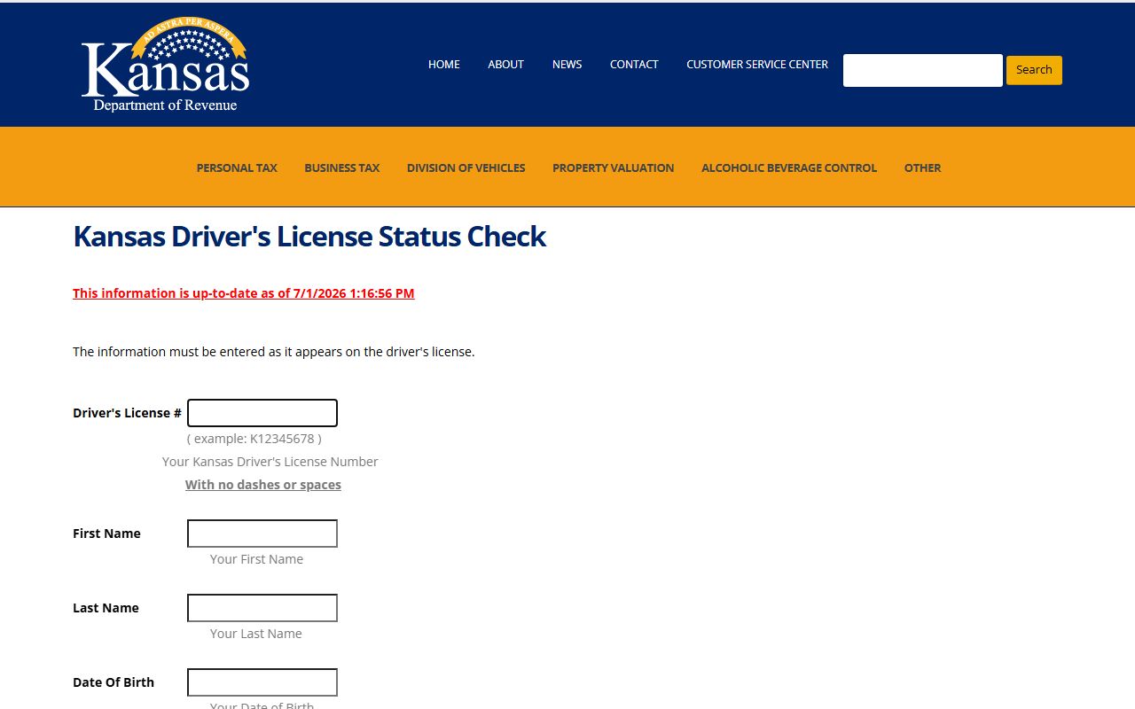 Doniphan County traffic court records KDOR driver status check